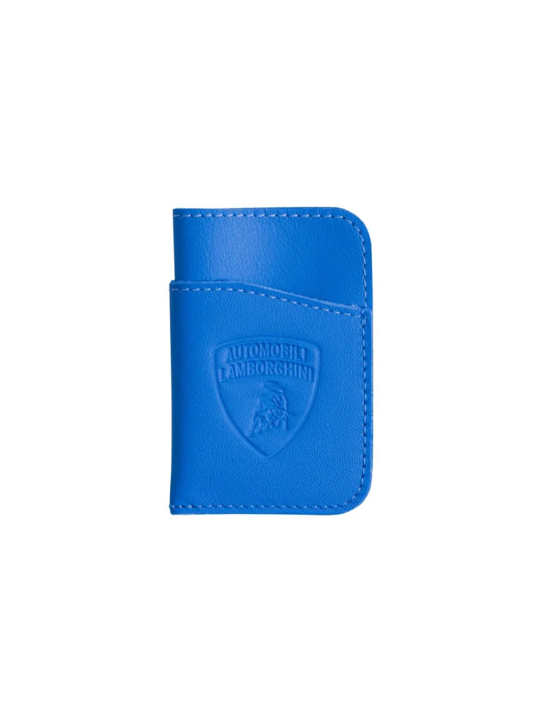 UPCYCLED LEATHER AUTOMOBILI LAMBORGHINI CREDIT CARD HOLDER – blue